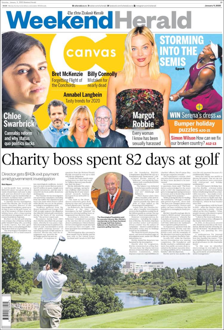 Portada de The New Zealand Herald (Nueva Zelanda)