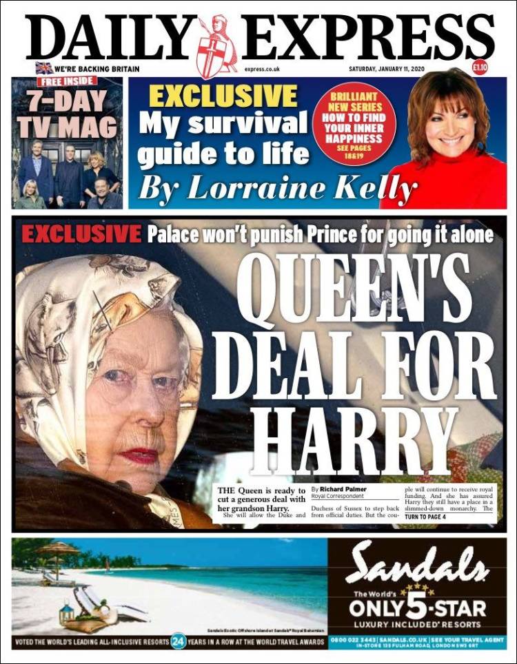 Portada de Daily Express (Reino Unido)