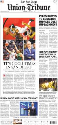 Portada de The San Diego Union-Tribune (USA)