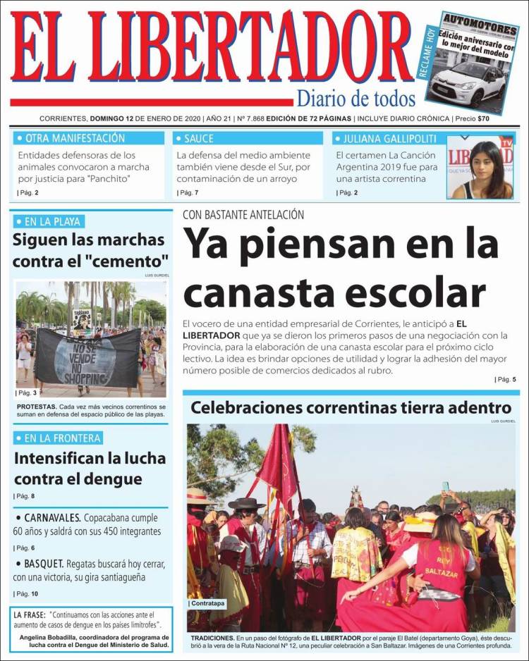 Portada de Diario El Libertador (Argentina)