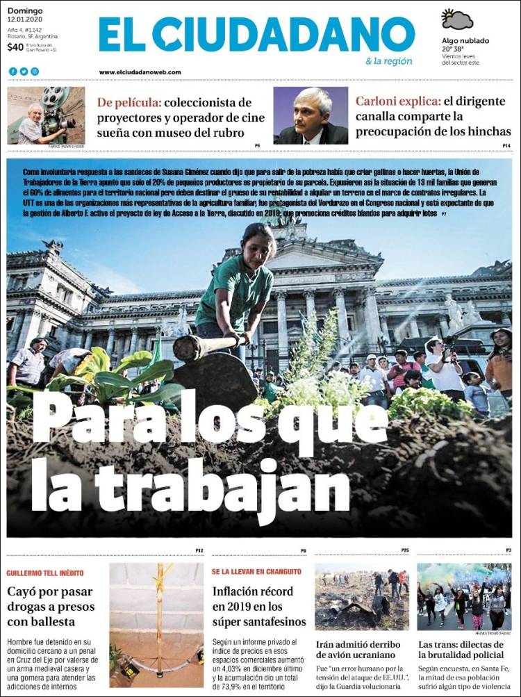 Portada de Diario El Ciudadano (Argentina)