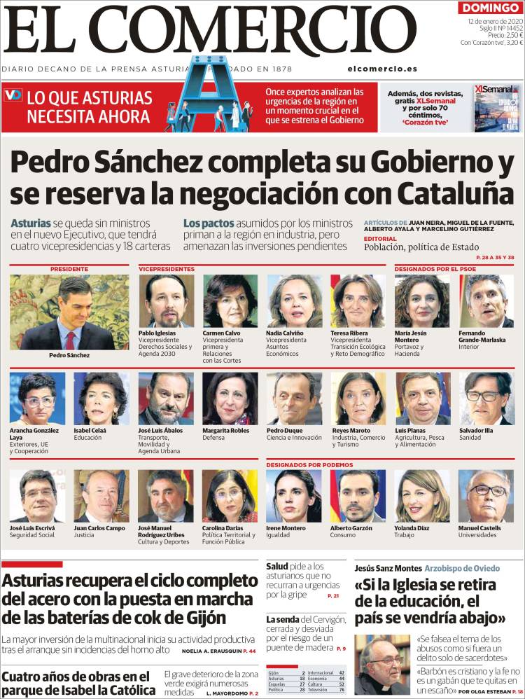 Portada de El Comercio (Espa&ntilde;a)