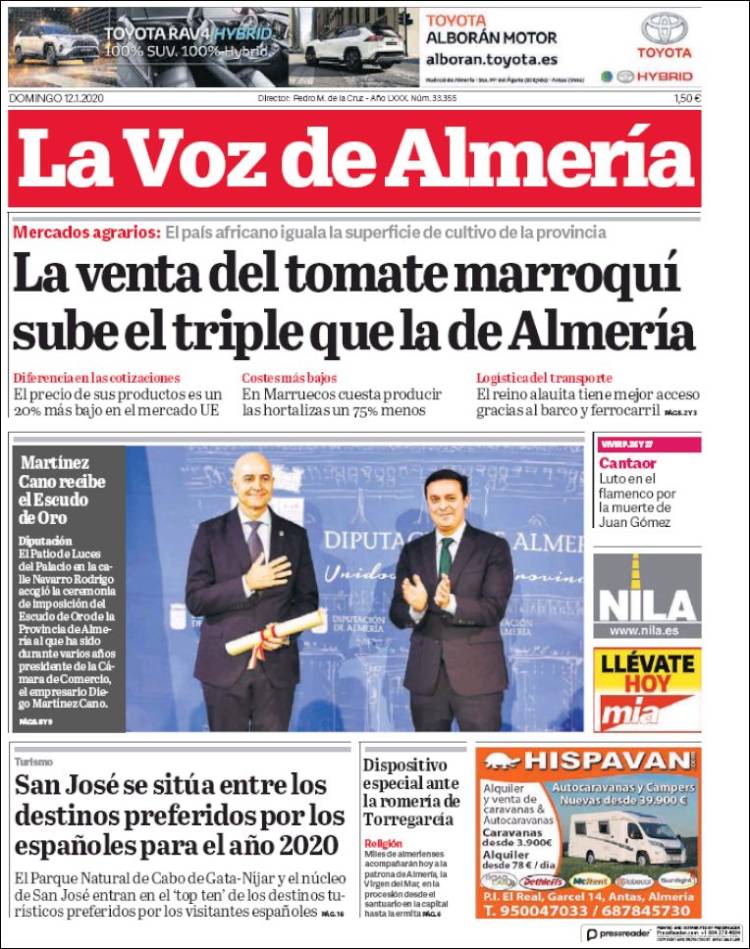 Portada de La Voz de Almería (Espa&ntilde;a)