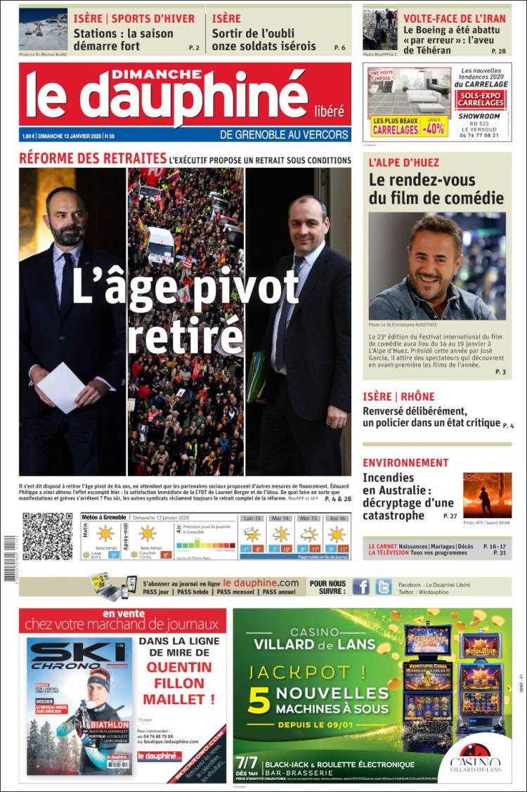 Portada de Le Dauphiné Libéré (Francia)