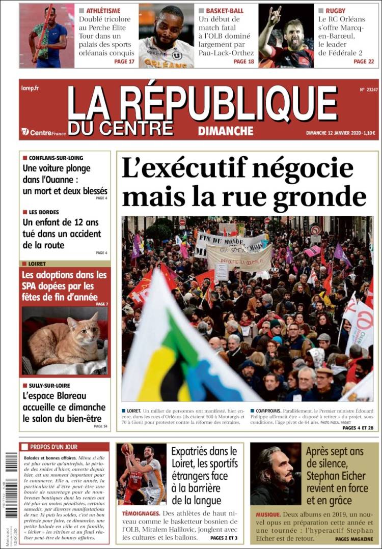 Portada de La République du Centre (Francia)