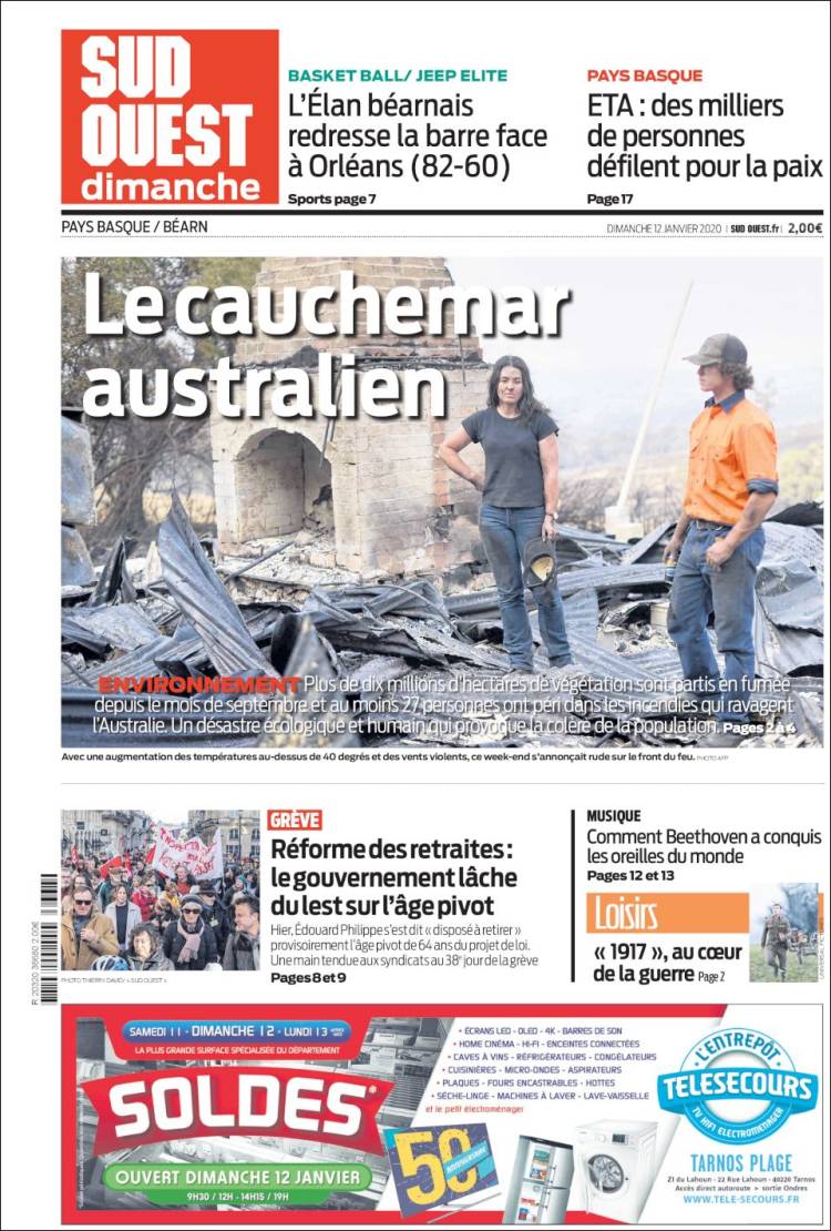 Portada de Sud Ouest (Francia)