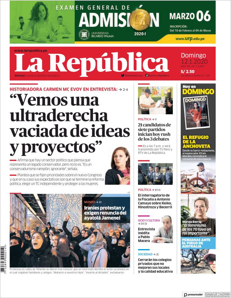 Portada de La Republica (Per&uacute;)