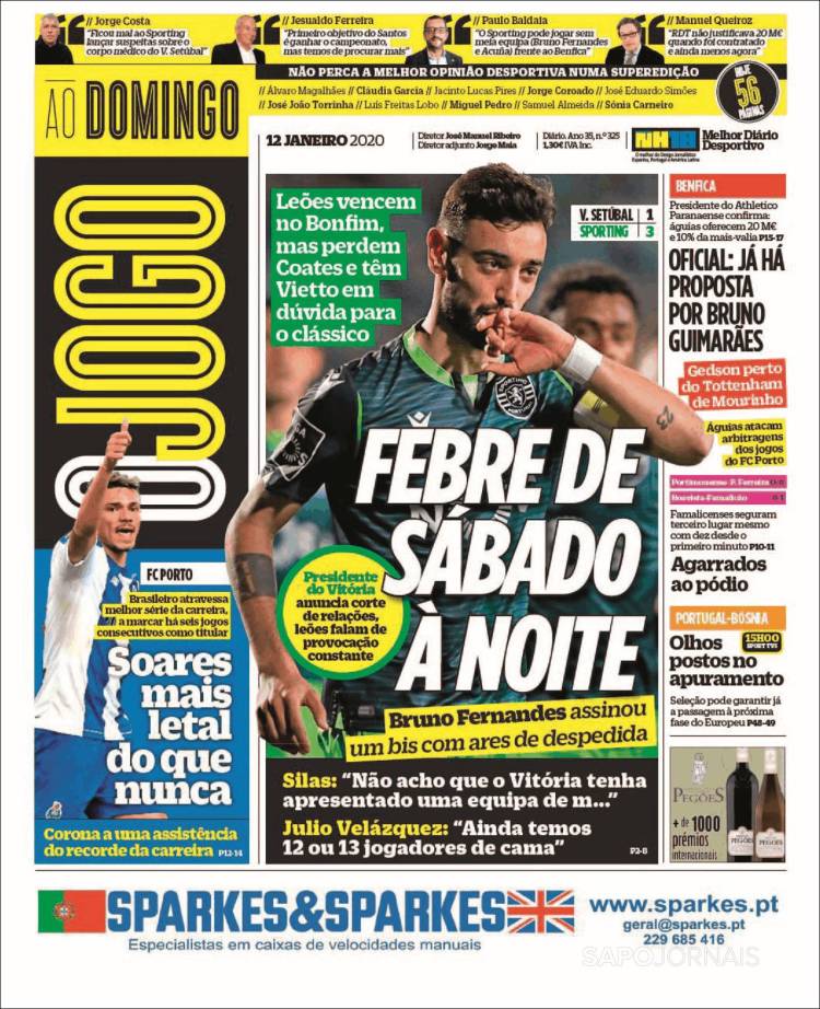 Portada de O Jogo (Portugal)