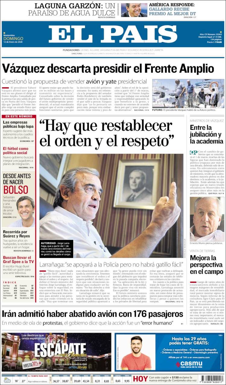 Portada de El País (Uruguay)