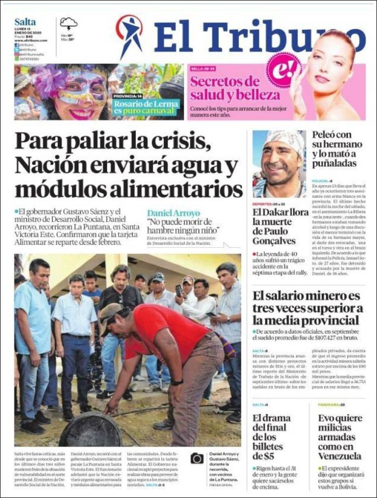 Portada de El Tribuno - Salta (Argentina)