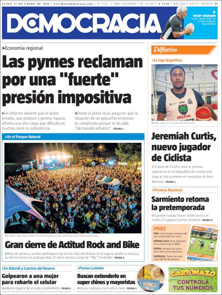 Portada de Diario Democracia (Argentina)