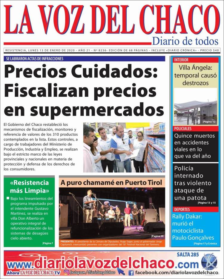 Portada de La Voz del Chaco (Argentina)
