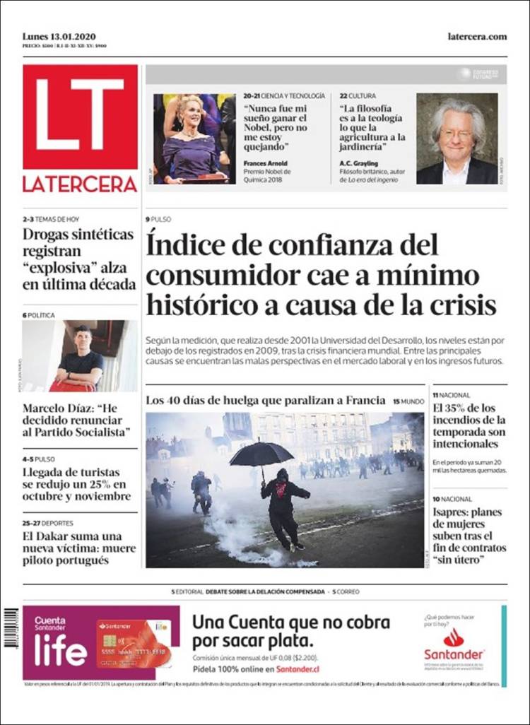 Portada de La Tercera (Chile)