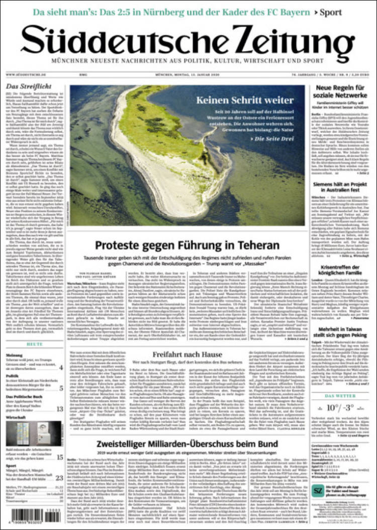 Portada de Sueddeutsche (Alemania)