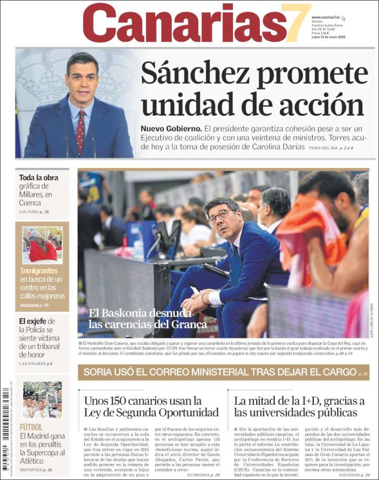 Portada de Canarias 7 (Espa&ntilde;a)