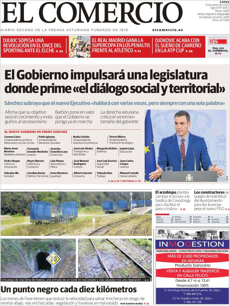 Portada de El Comercio (Espa&ntilde;a)