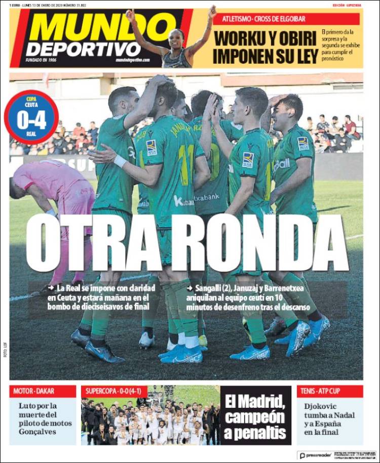 Portada de Mundo Deportivo Gipuzkoa (Espa&ntilde;a)
