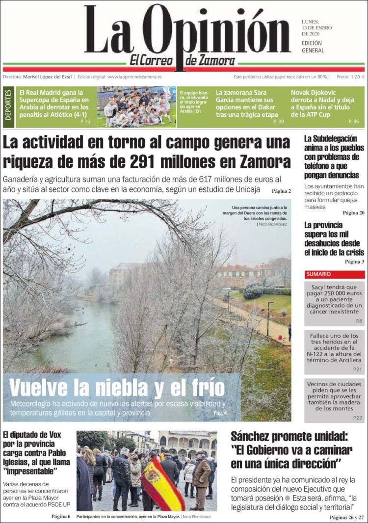 Portada de La Opinión - El Correo de Zamora (Espa&ntilde;a)