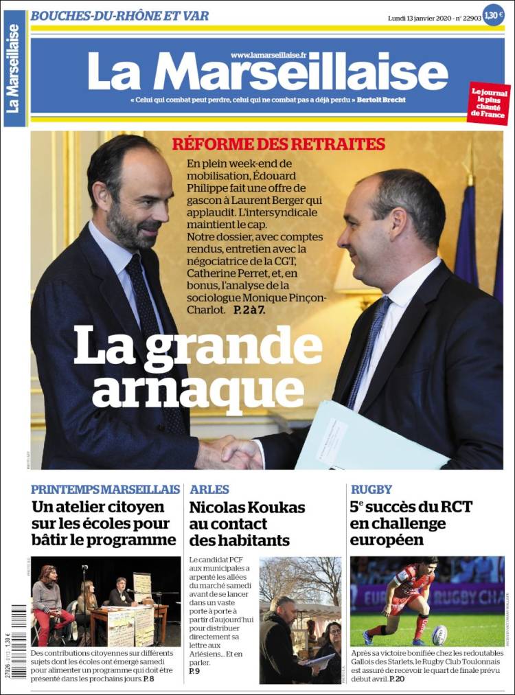 Portada de La Marseillaise (Francia)