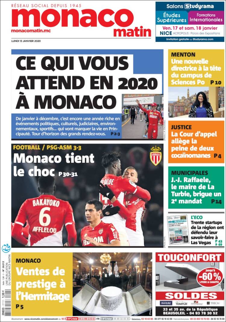 Portada de Nice-Matin (Francia)