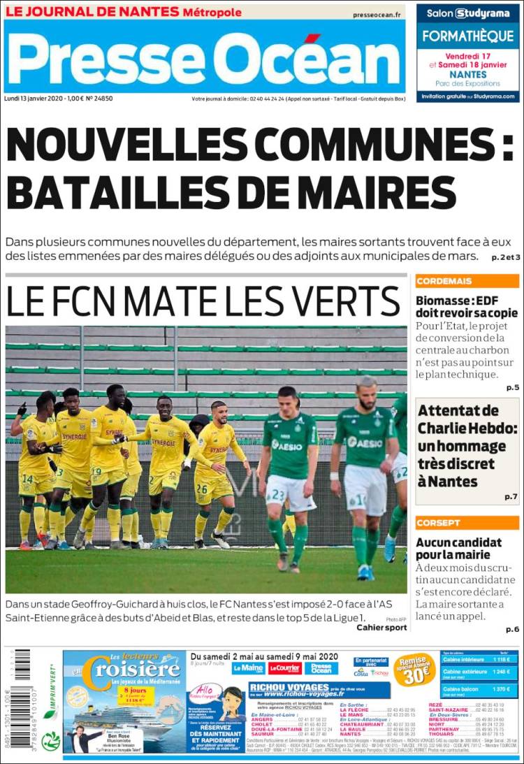 Portada de Presse Ocean (Francia)