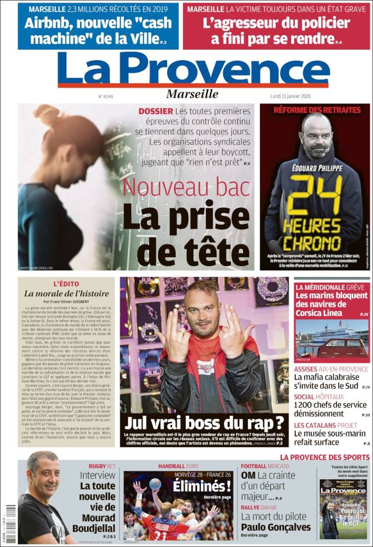 Portada de La Provence (Francia)