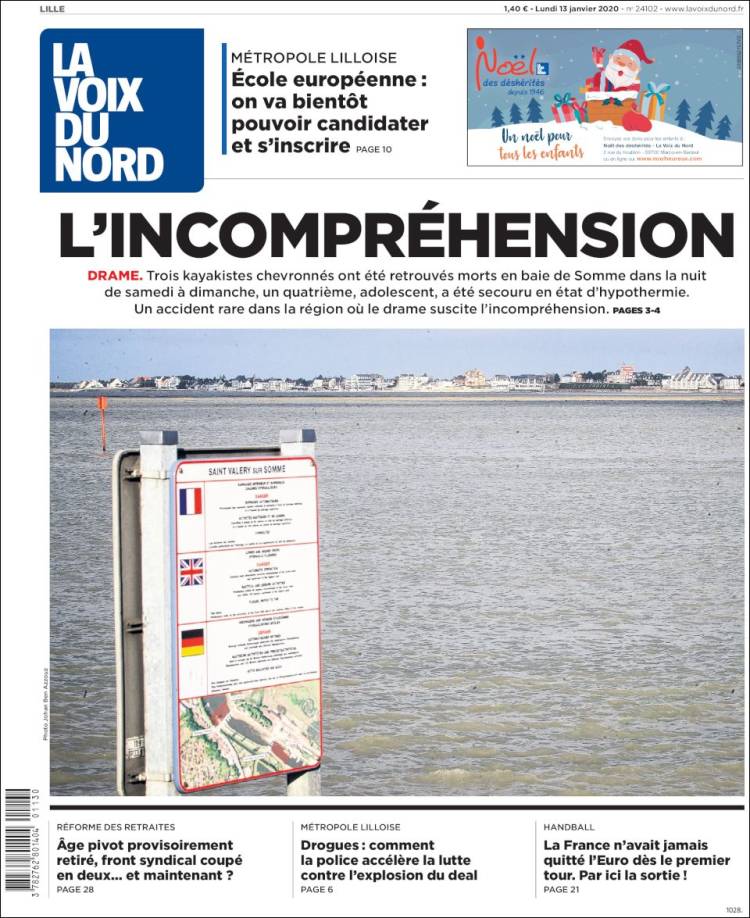 Portada de La Voix du Nord (Francia)