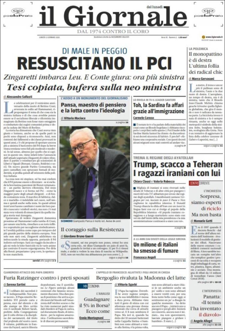 Portada de il Giornale (Italia)