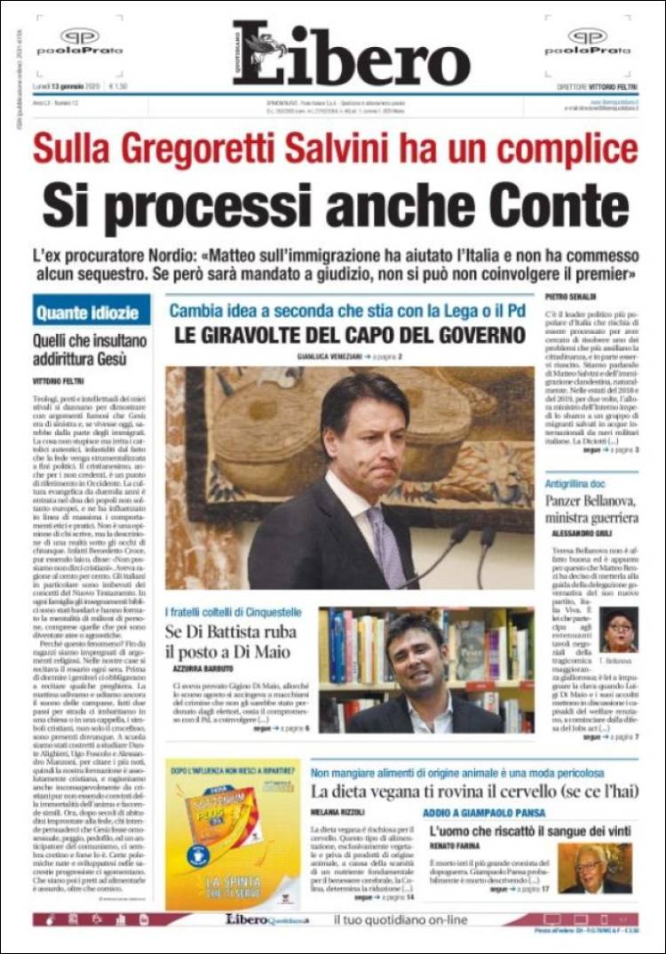 Portada de Libero (Italia)