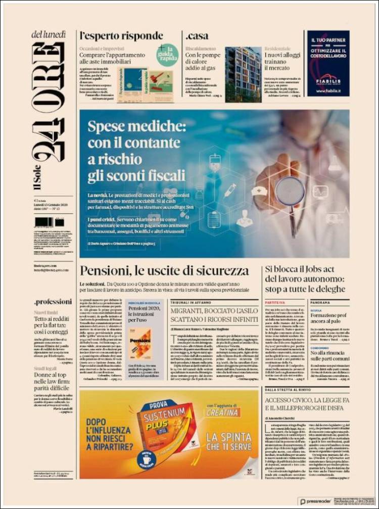 Portada de Il Sole 24 ORE (Italia)
