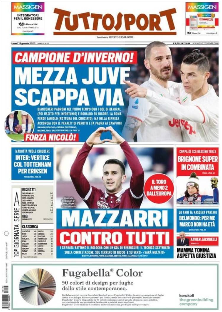 Portada de Tuttosport (Italia)
