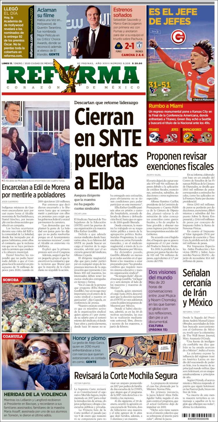 Portada de Reforma (México)