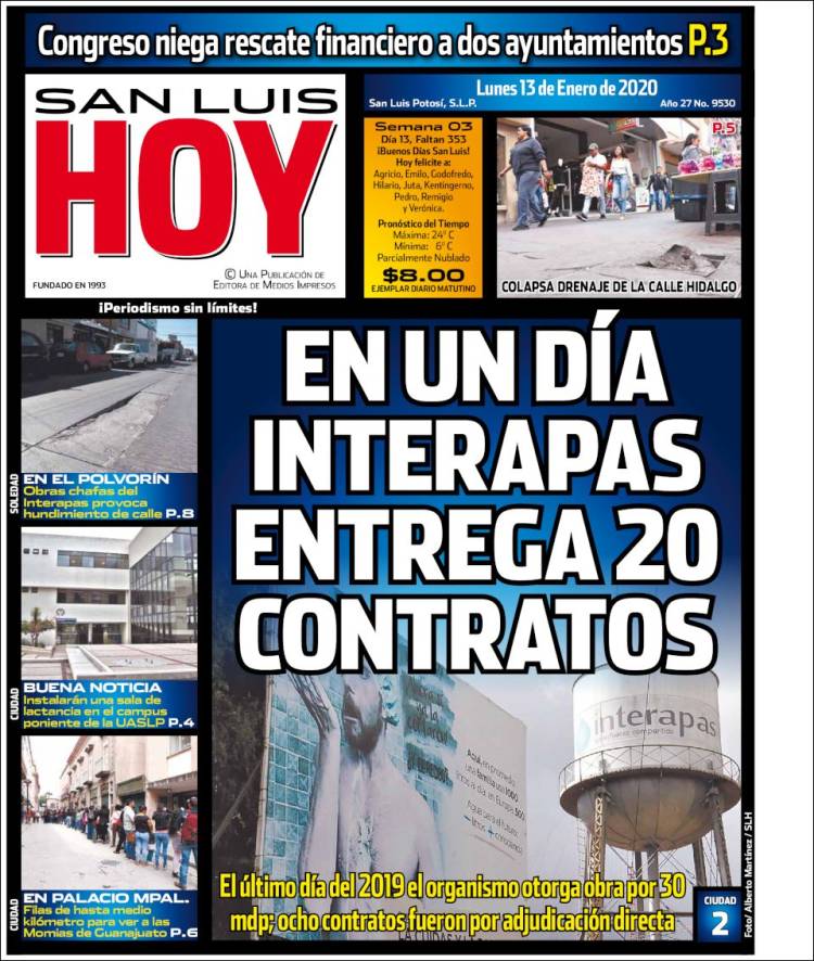 Portada de San Luis Hoy (México)