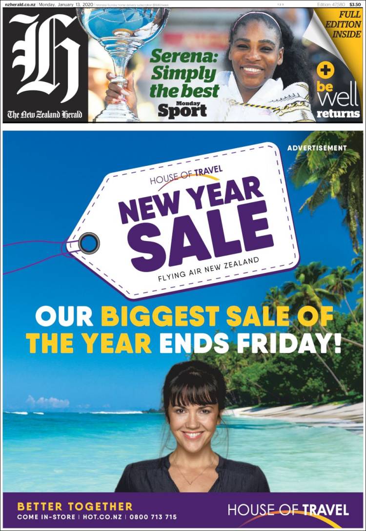 Portada de The New Zealand Herald (Nueva Zelanda)