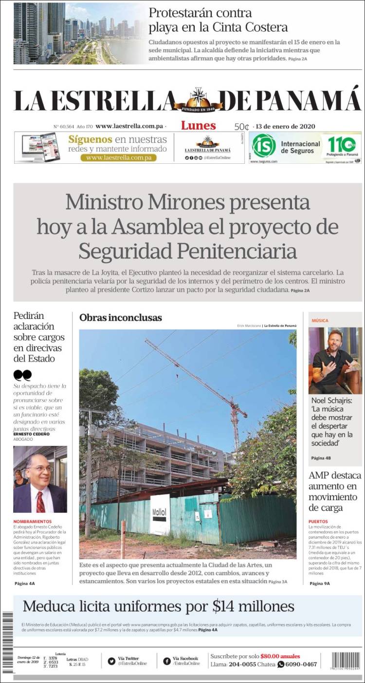 Portada de La Estrella de Panamá (Panam&aacute;)