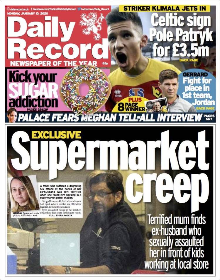 Portada de Daily Record (Reino Unido)