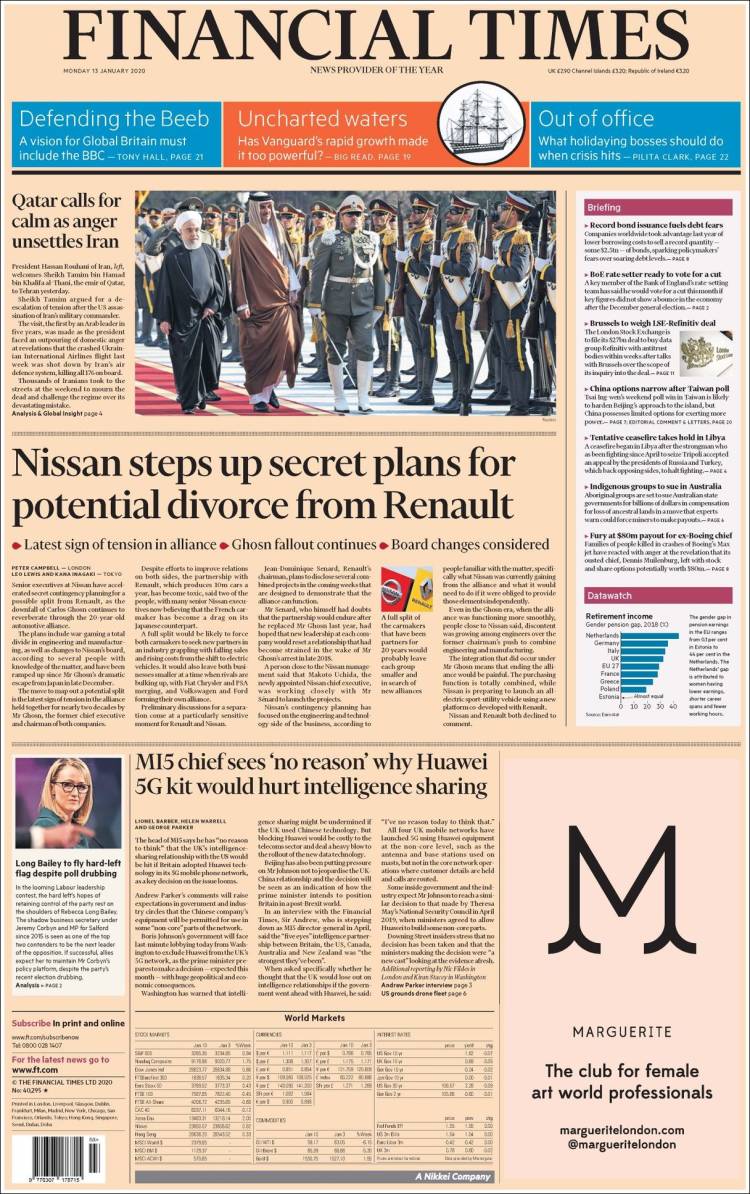 Portada de Financial Times (Reino Unido)