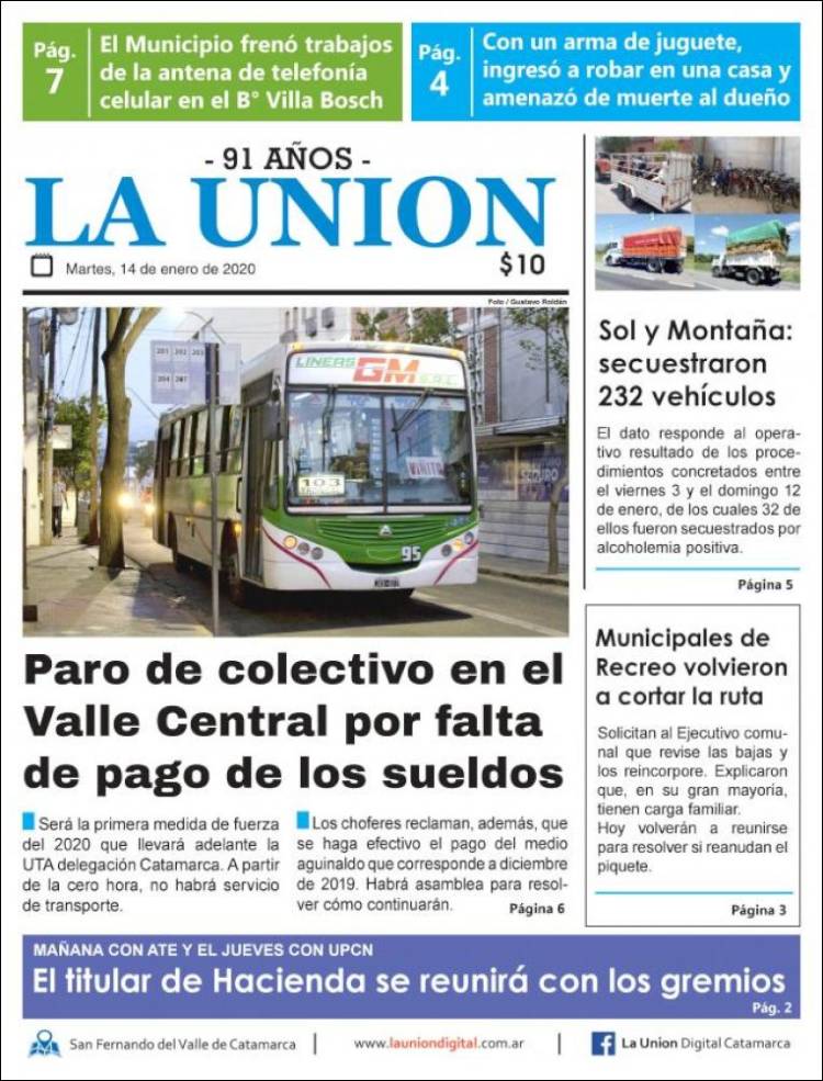 Portada de La Unión (Argentina)