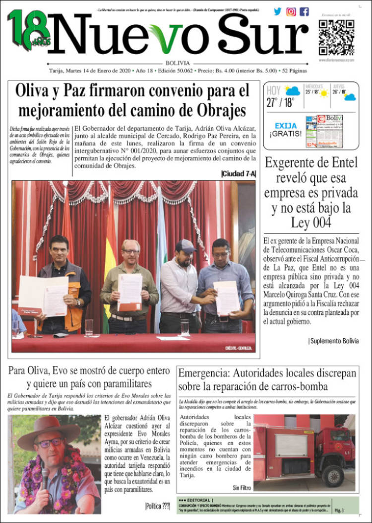 Portada de Nuevo Sur (Bolivia)