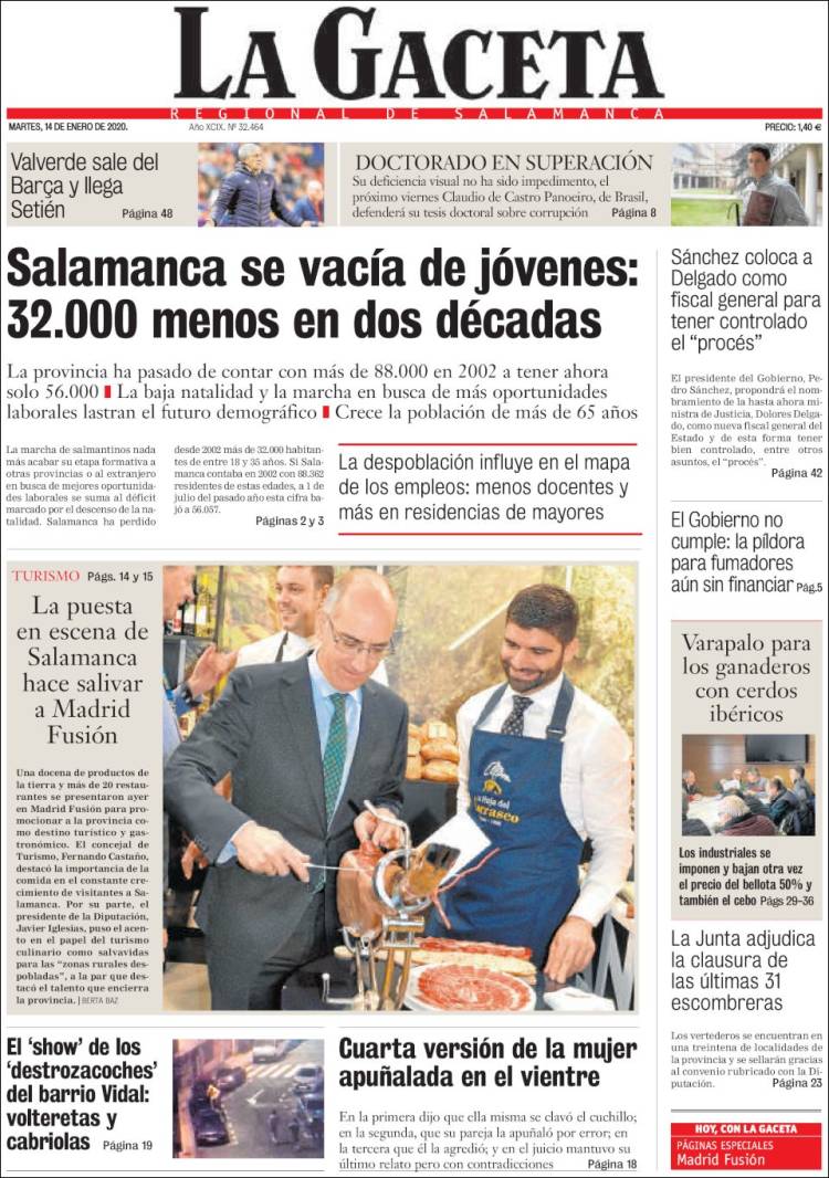 Portada de La Gaceta de Salamanca (Espa&ntilde;a)