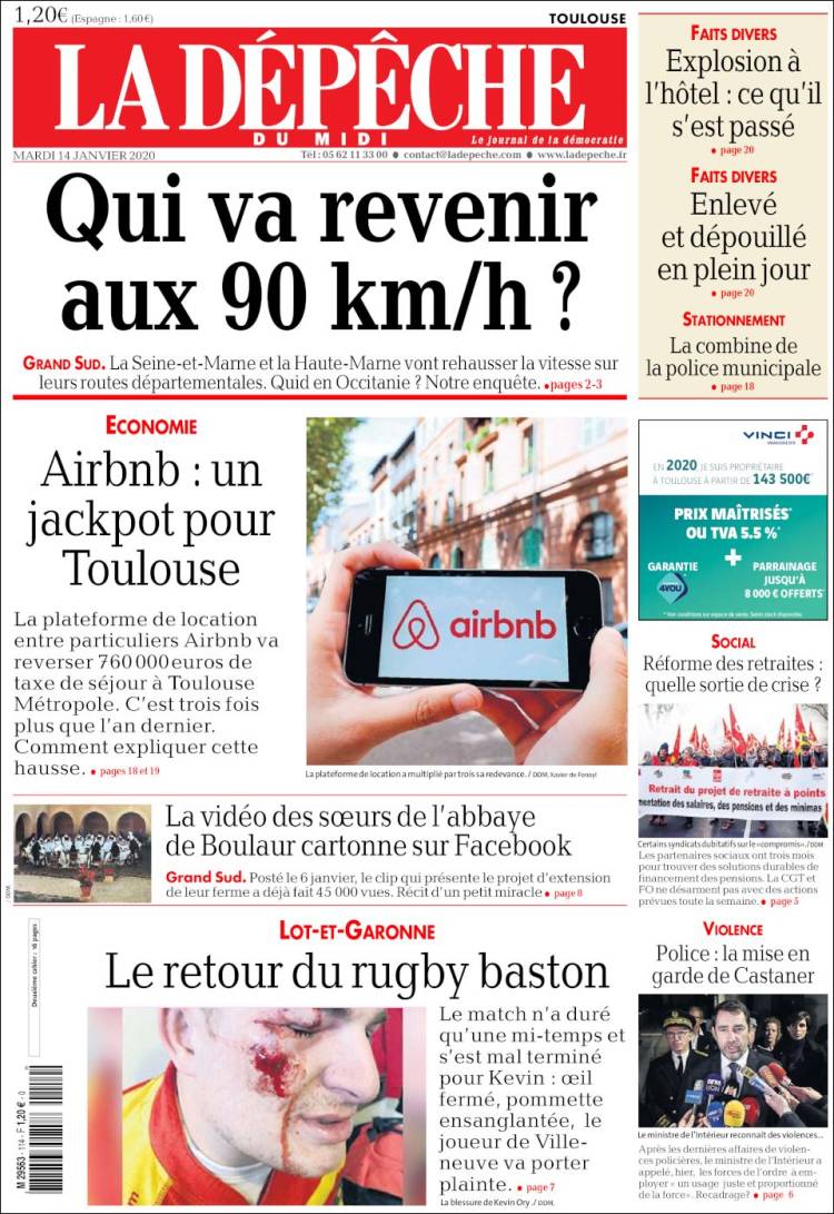 Portada de La Dépêche du Midi (Francia)