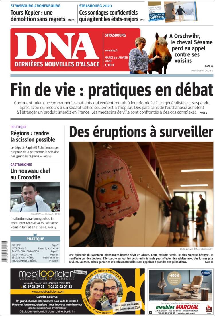 Portada de Les Dernières Nouvelles d'Alsace (Francia)