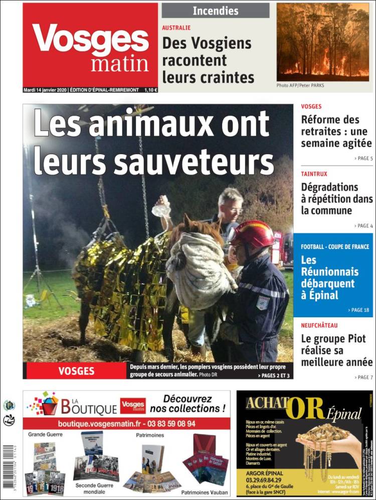 Portada de Vosges Matin (Francia)