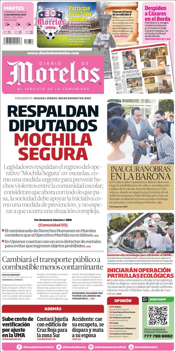 Portada de Diario de Morelos (Mexico)