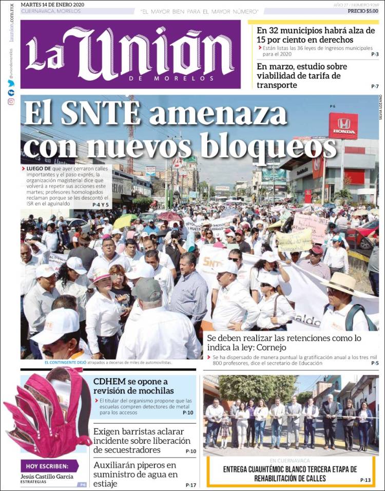 Portada de La Unión de Morelos (México)