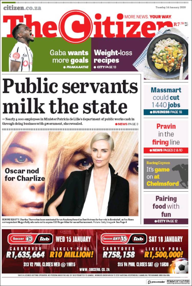 Portada de The Citizen (Sud&aacute;frica)