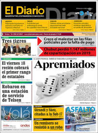 Portada de El Diario de Madryn (Argentina)