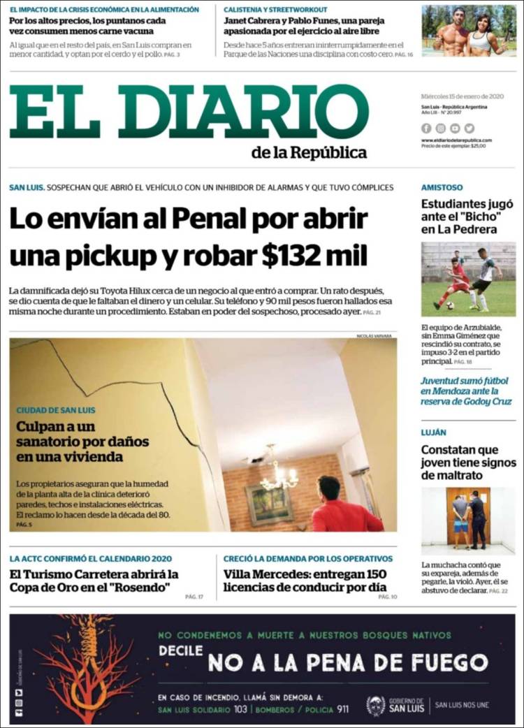 Portada de Diario de la República (Argentina)
