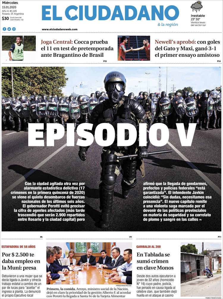 Portada de Diario El Ciudadano (Argentina)
