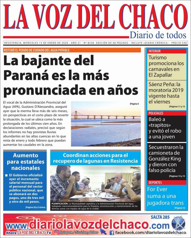 Portada de La Voz del Chaco (Argentina)